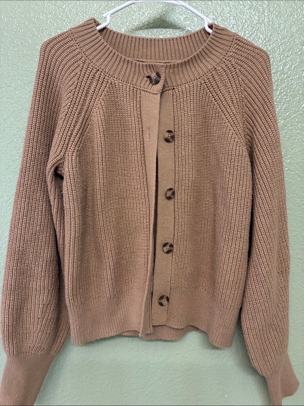 Banana Republic Ribbed Button-Front Cardigan in Brown Size Medium cotton blend